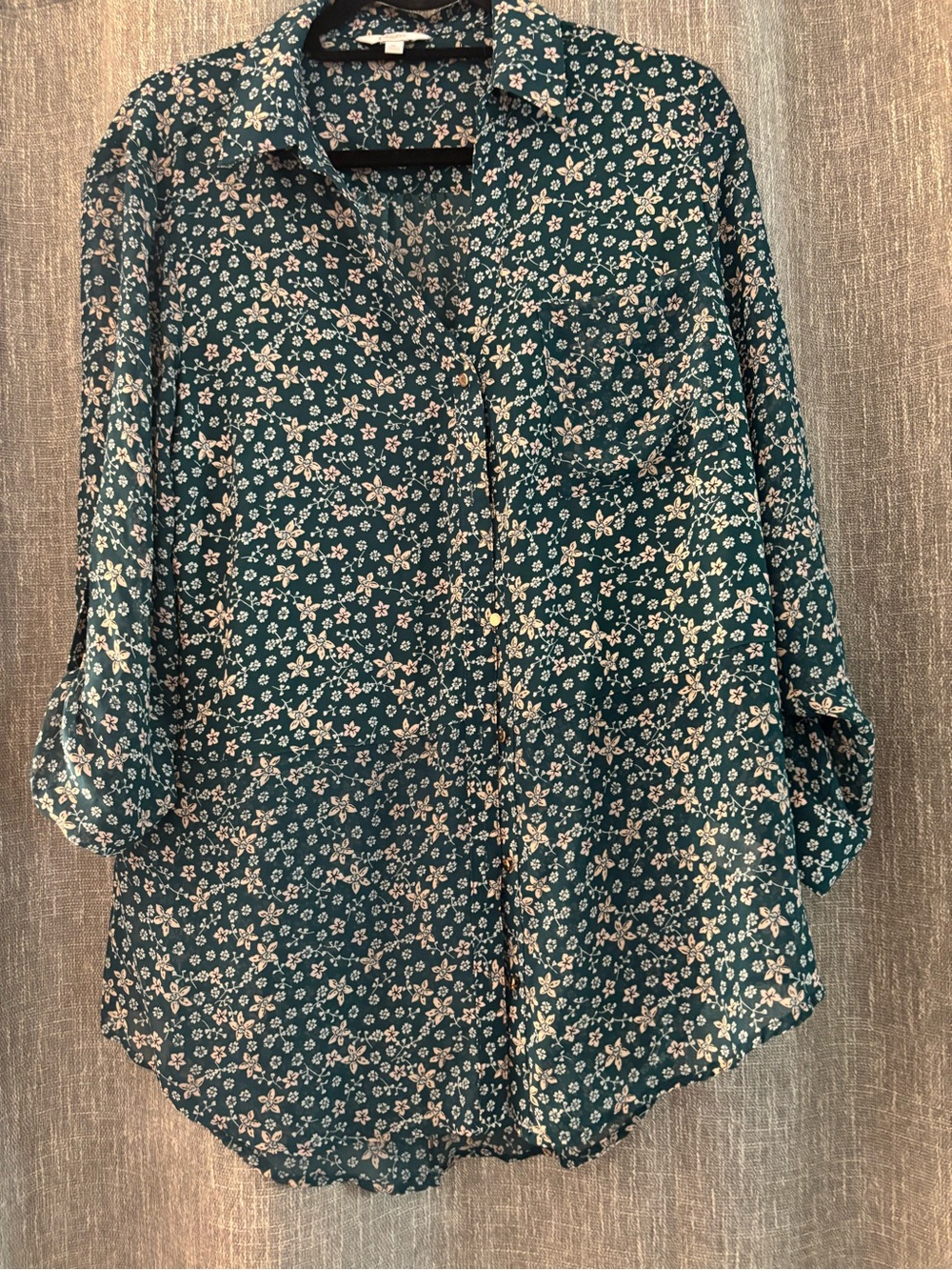 Candie's Teal Floral Button-Down Shirt